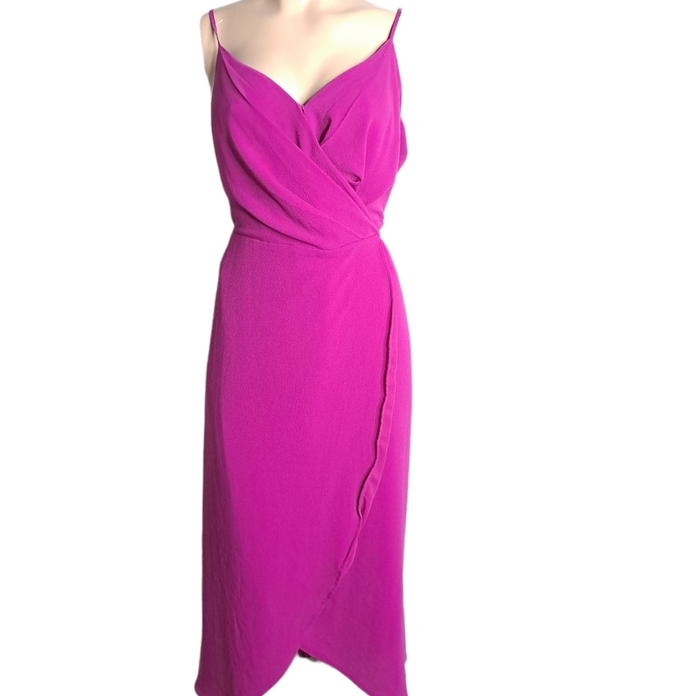 Vince Camuto wrap dress pink fushia sleeves size S
